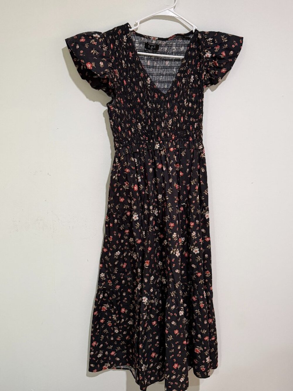 OPT Phoebe Black Floral Dress Sz M - Picture 2 of 6